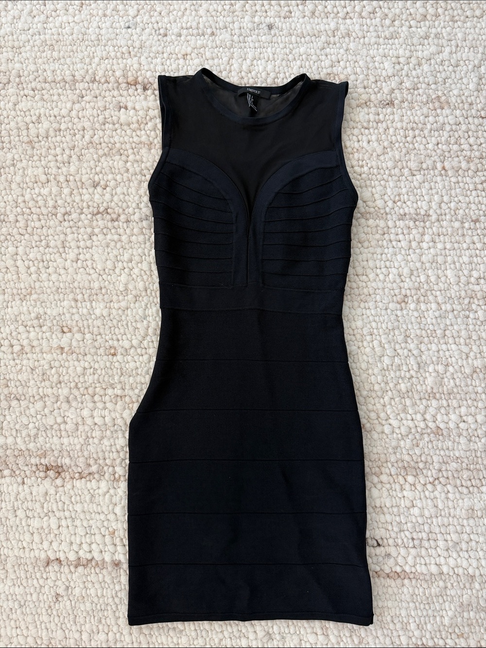 Forever 21 black mesh and bandage-style bodycon mini dress size S
